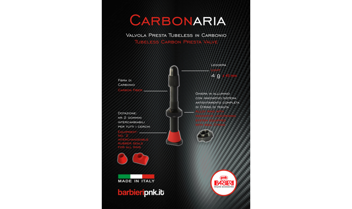 Valvole Tubeless Barbieri Carbonaria (x2) 5 Valvole Tubeless Barbieri Carbonaria (x2) - immagine 5